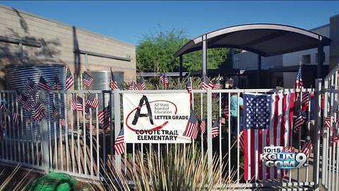 Marana students decorate school with flags for Patriot Day