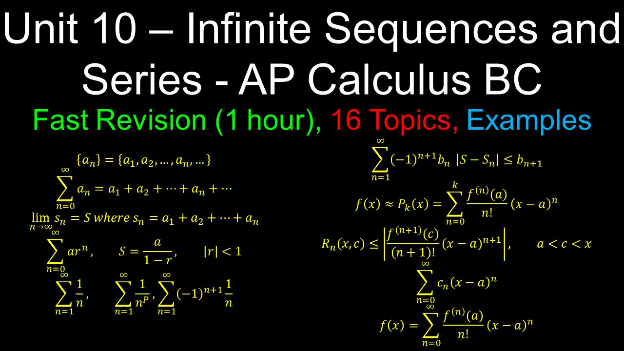 Infinite Sequences and Series, Fast Revision, Worked Examples - Unit 10 - AP Calculus BC