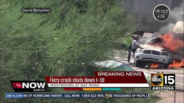 Fiery crash shuts down Interstate 10 in Chandler