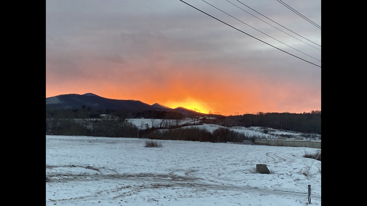 Beautiful Snowy Christmas Day Sunset