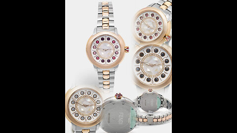 Fendi Mother Of Pearl Diamond Spinel Topaz Two-Tone Stainless Steel, Women's Wristwatch 33.50 Mm!