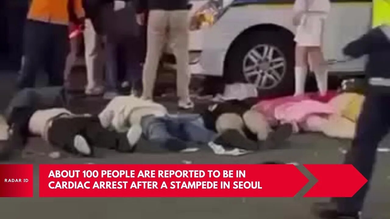 About 100 people are reported to be in cardiac arrest after a stampede in Seoul, South Korea