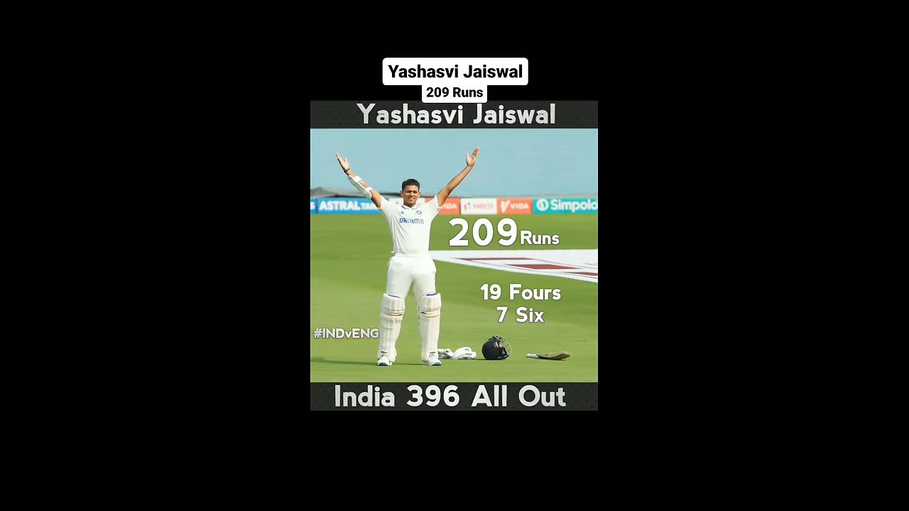 Yashasvi Jaiswal 209 runs #tranding #shortsvideo #indian #fans #games #shorts #score