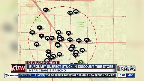 Burglary suspect stuck in Discount Tire store