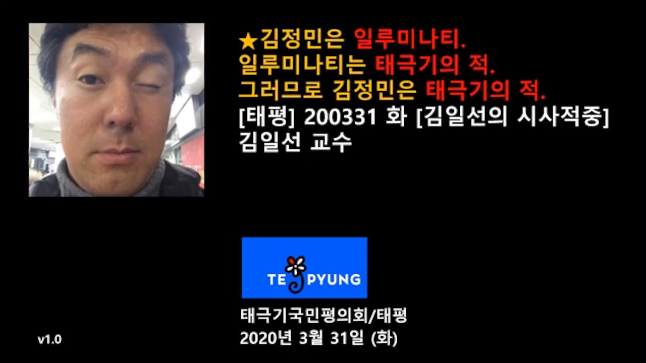 ★김정민은 일루미나티. 일루미나티는 태극기의 적. 그러므로 김정민은 태극기의 적. (2부) [태평] 200331 화 [김일선의 시사적중] 김일선 교수
