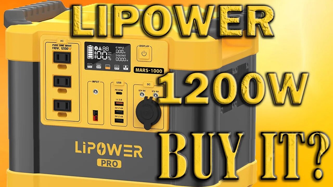 LIPOWER MARS-1000 PRO Portable Power Station 1200W Solar Generator LiFePO4 Battery