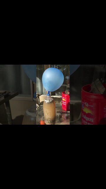 Inflating a balloon with #hydrogen using wood ash, water and aluminum. #freeenergy
