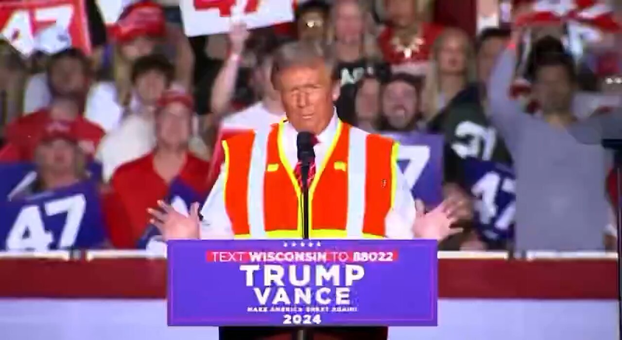 Trump Kicks Off Rally in a Garbage Man Vest