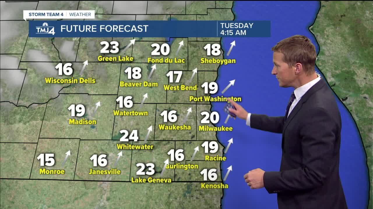 Windy, mild start to the week