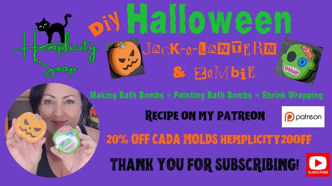 DIY BATH BOMBS HALLOWEEN Jack-O-Lantern & Zombie - watch me make the bombs, paint them & shrink wrap