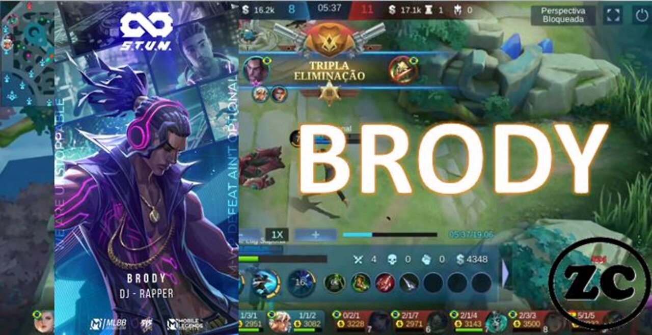 Mobile Legends - Gameplay Brody - Jogando na gold - ZC