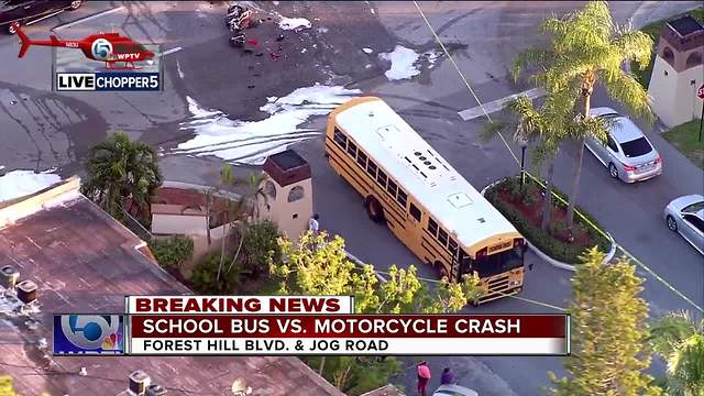 Motorcyclist killed in crash with school bus in Greenacres