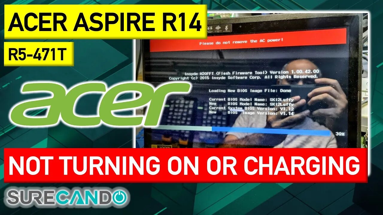 Acer Aspire R14 R5-471T Not turning on or charging. Interesting issue.