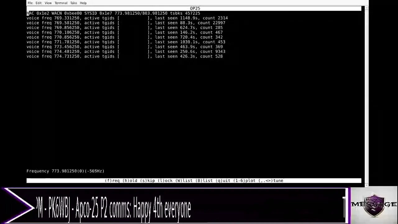 TPM - PK6WBJ - Happy 4th: P25 Phase 2 comms watch Pt 1