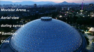 Movistar Arena aerial view during sunset in Santiago Chile