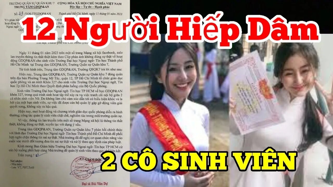 Nóng : 2 Nữ Trường Đại Học Quân Sự Bị 12 Người H.i.ế.p D.â.m