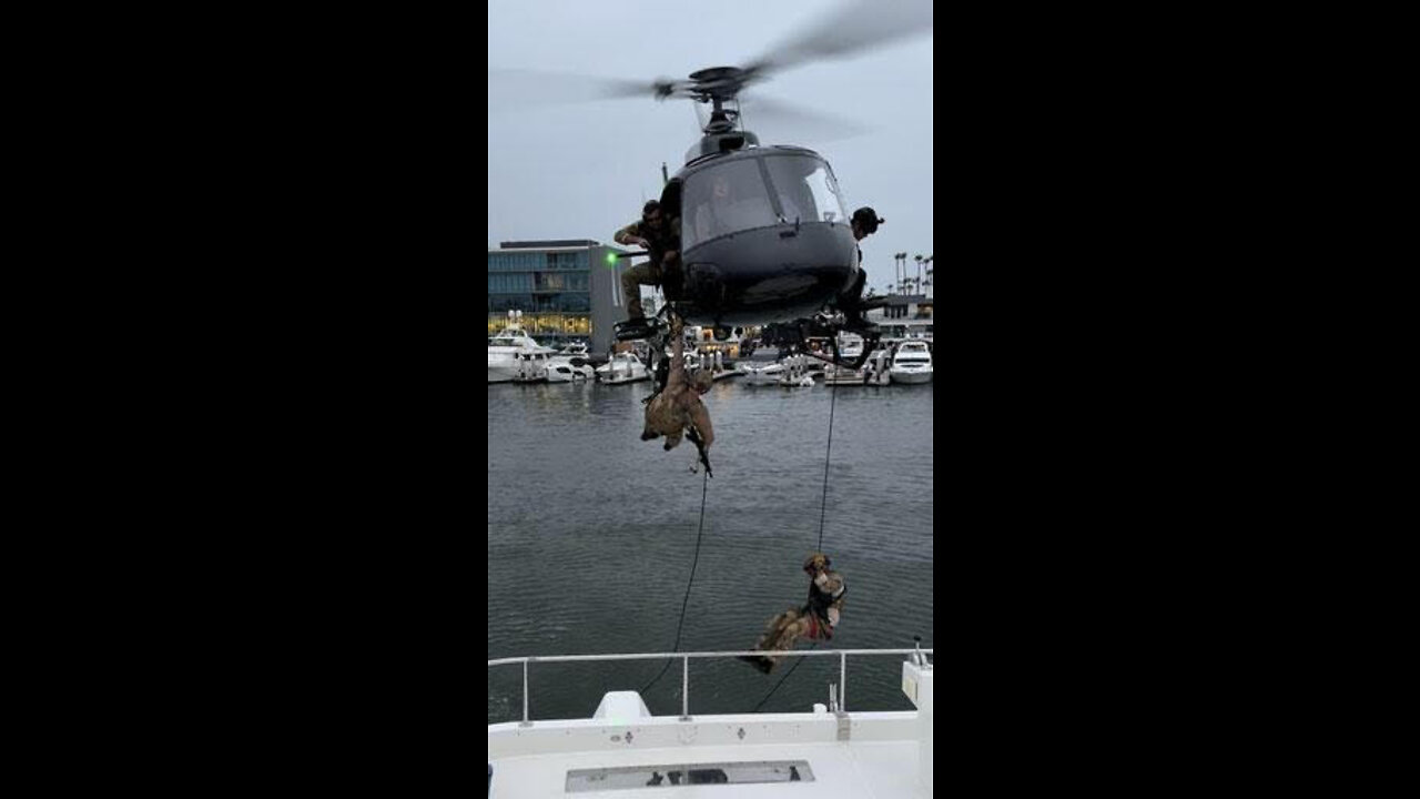Just Another Day in Newport Beach, CA as Navy SEALS Helicopter down to a yacht!