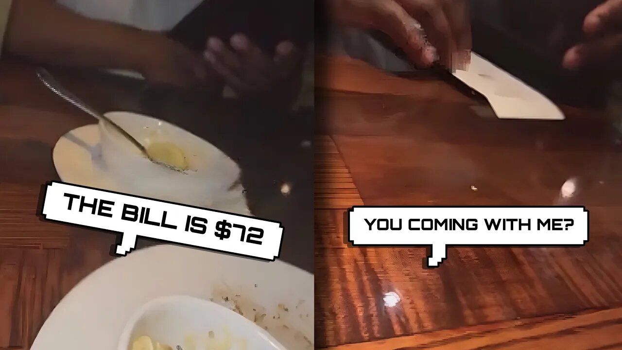 Man DEMANDS woman pay $72 bill or leave with him!