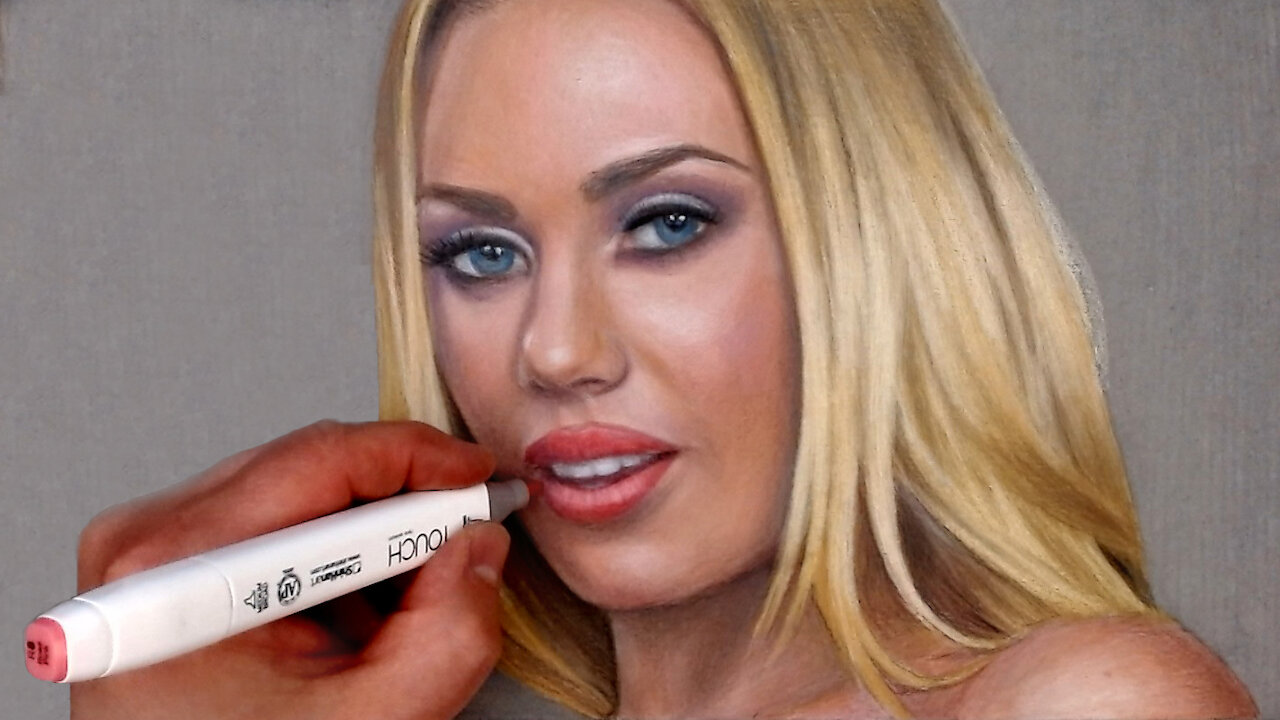 Nicole Aniston - top model. Blonde beach girl speed drawing