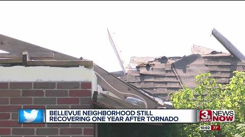 Bellevue neighborhood still recovering one year after tornado