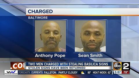 2 men arrested for stealing Basilica historic signs