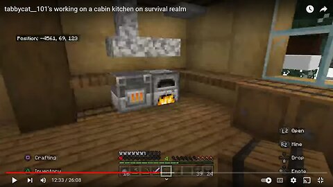 tabbycat__101's working on a cabin kitchen on survival realm