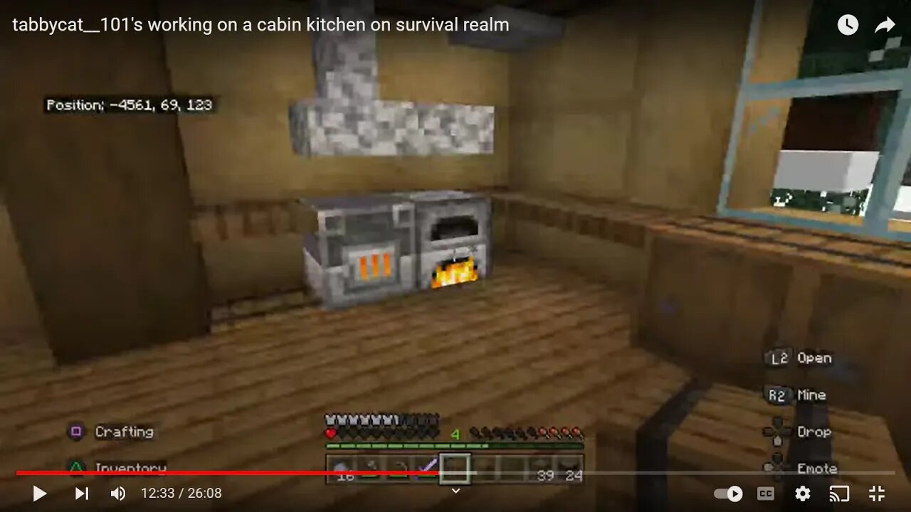 tabbycat__101's working on a cabin kitchen on survival realm