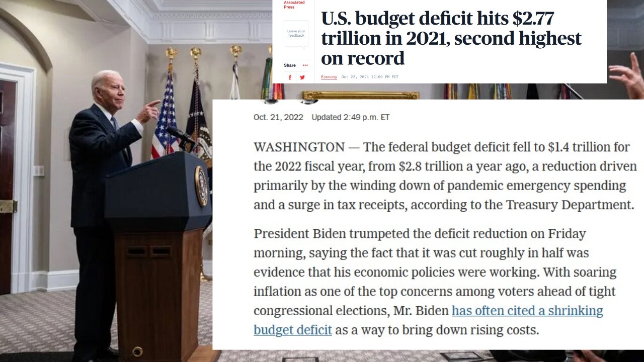 Biden hails 'largest deficit drop in U.S. history' - From His Second Largest Deficit on Record