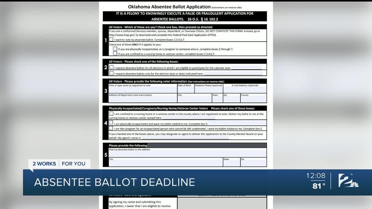 Deadline today for absentee ballot application ahead of Oklahoma primary elections