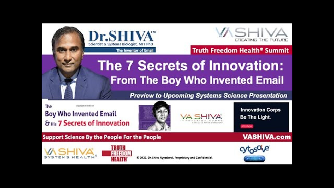 Dr.SHIVA LIVE: 7 Secrets of Innovation - Preview to Truth Freedom Health® Summit.