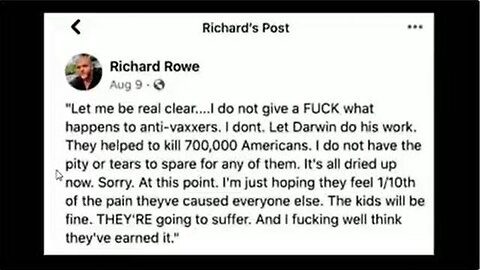 I DON’T GIVE A F**K WHAT HAPPENS TO ANTI-VAXXERS’ LET DARWIN DO HIS WORK HE SAID - HE DIED.