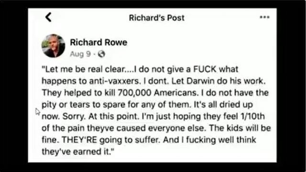 I DON’T GIVE A F**K WHAT HAPPENS TO ANTI-VAXXERS’ LET DARWIN DO HIS WORK HE SAID - HE DIED.