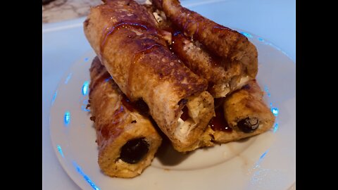 French Toast Roll Up Strawberry , Blueberry And Cream Cheese