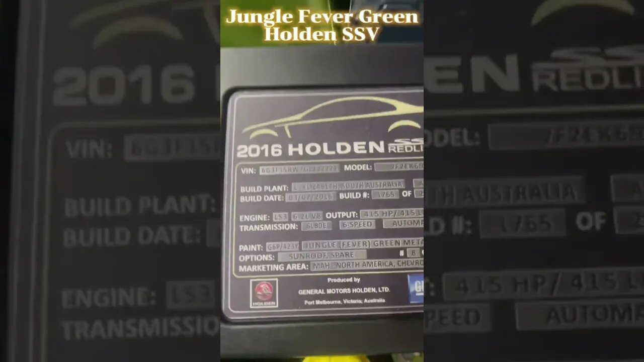 Jungle Fever Green 2016 Holden SSV! #shorts