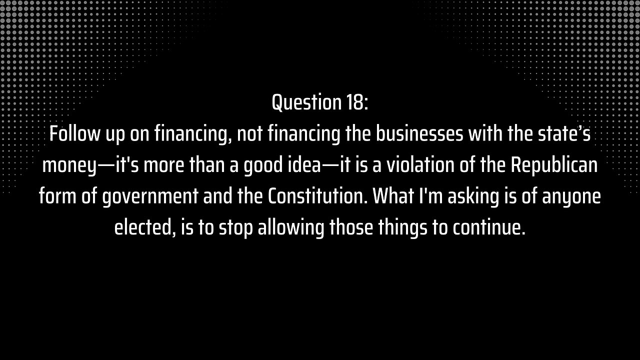 Special Districts: Questions 18- Financing Business with State