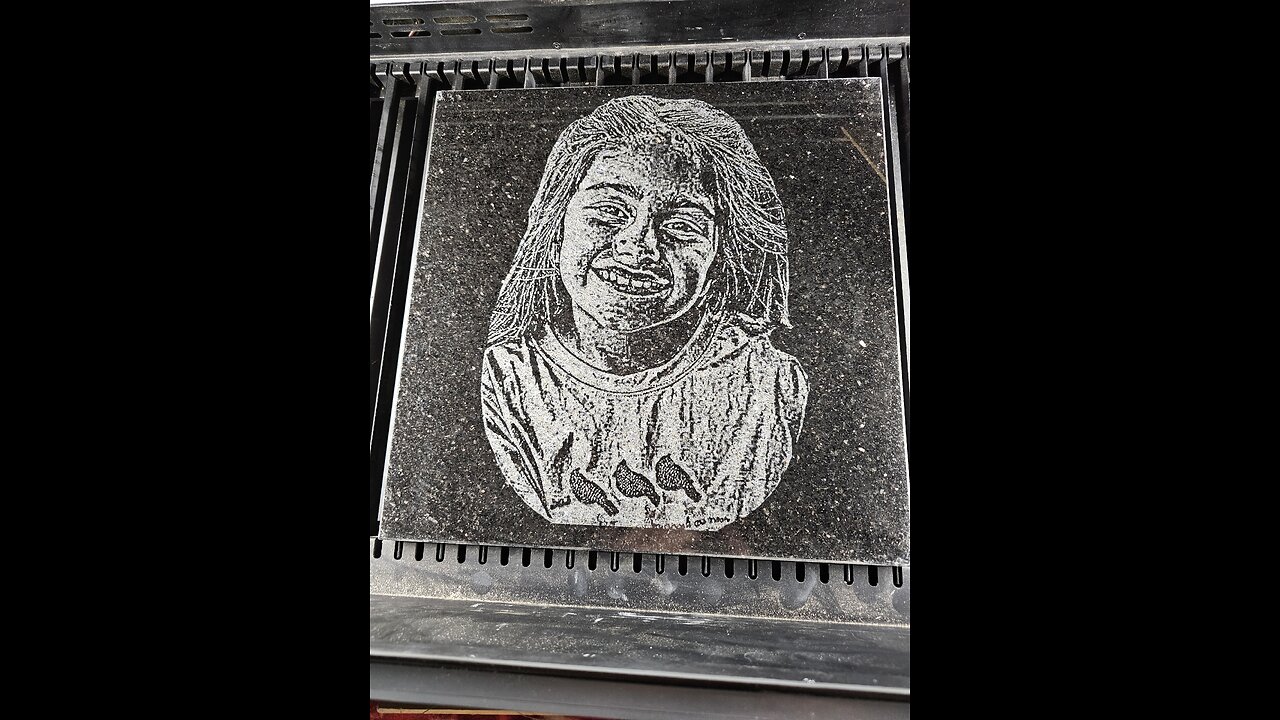 Engraving a photo onto granite. Granite Monument Photo Engraving Laser Engraving