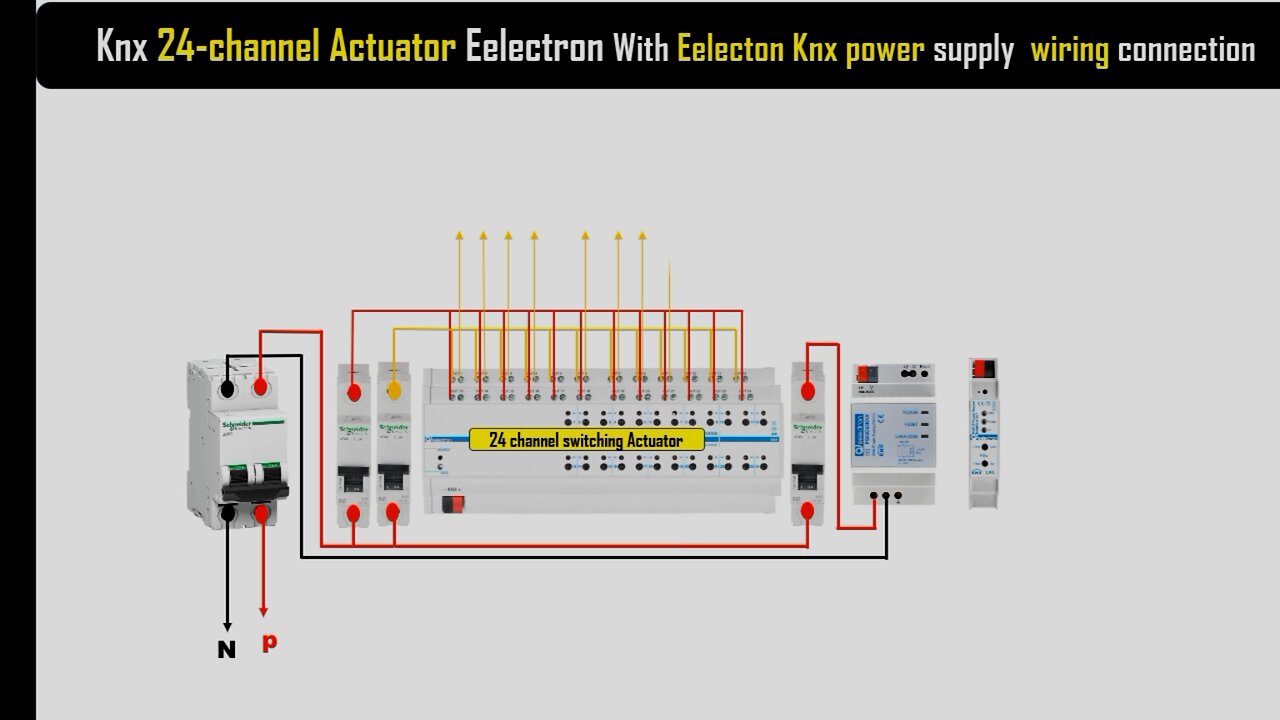 24- channel actuator Eelectron KNX power supply wiring connection Diagram