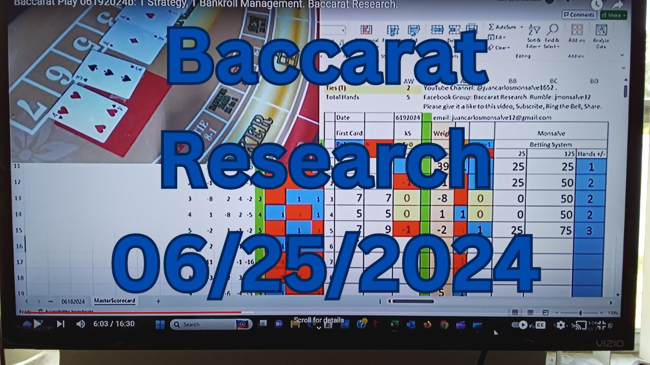 Baccarat Play 06252024: 1 Strategy, 1 Bankroll Management. Baccarat Research.