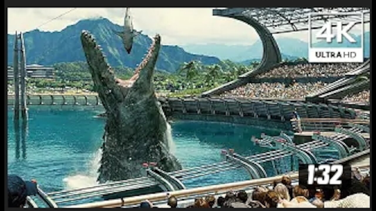 Jurassic World - Mosasaurus Feeding Show Scene (2015) Movie Clip 4K ULTRA HD