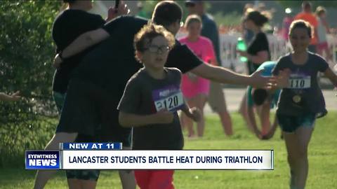 Lancaster students battle heat during triathlon