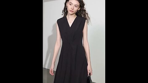 Minimalism Dress for Women 2023 Spring Dresses Office Lady New V Neck Dress Shoulder Pad Slim#shorts