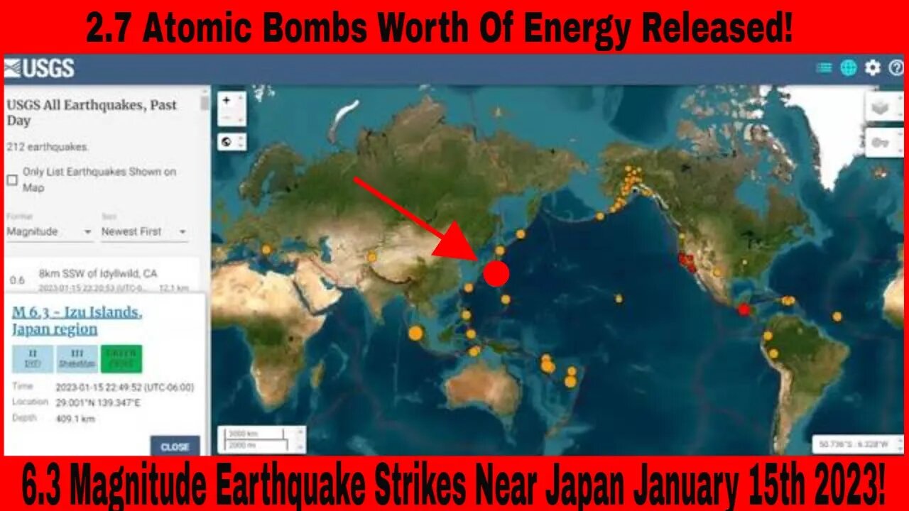 6.3 Magnitude Earthquake Strikes Near Japan January 15th 2023!