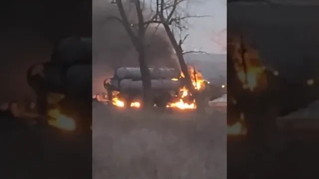 Ukrainian S-300 launcher burning, reportedly near the Kherson airport