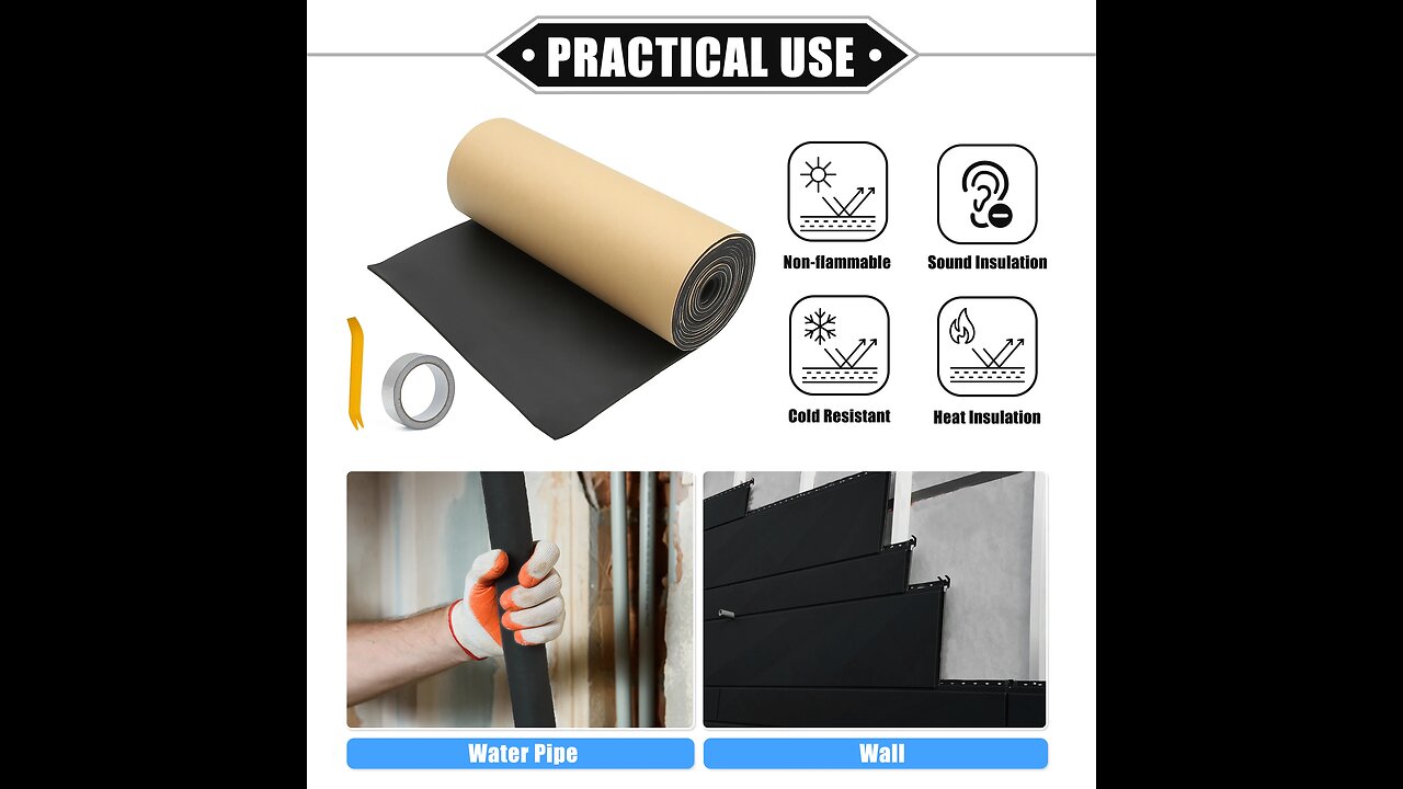 UXCELL 420x40cm Sound Deadening Mat 4mm 18sqft Heat Insulation Pad