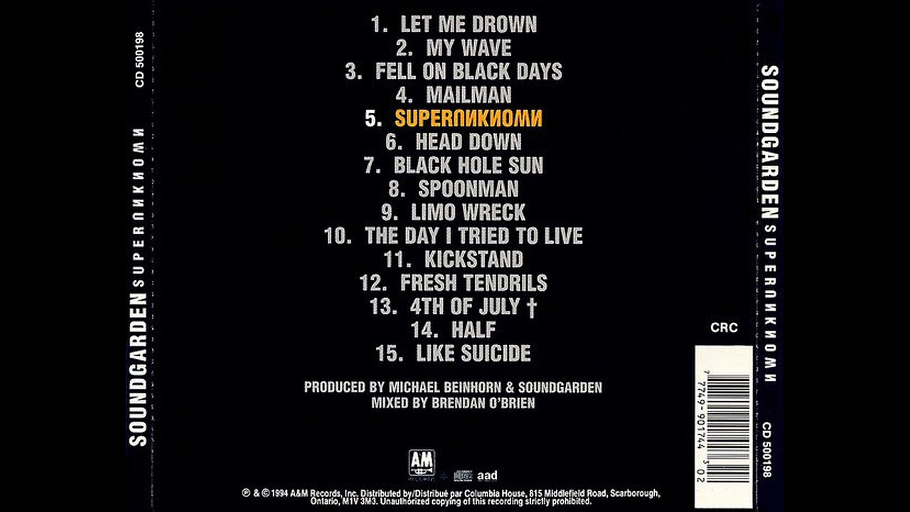 1994 - Soundgarden - Superunknown [FULL ALBUM]