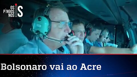 Bolsonaro sobrevoa áreas inundadas no Acre; veja vídeo