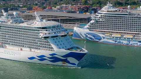 Princess Cruises Regal Princess departing Southampton 24th June 2023 ariel drone footage 4k