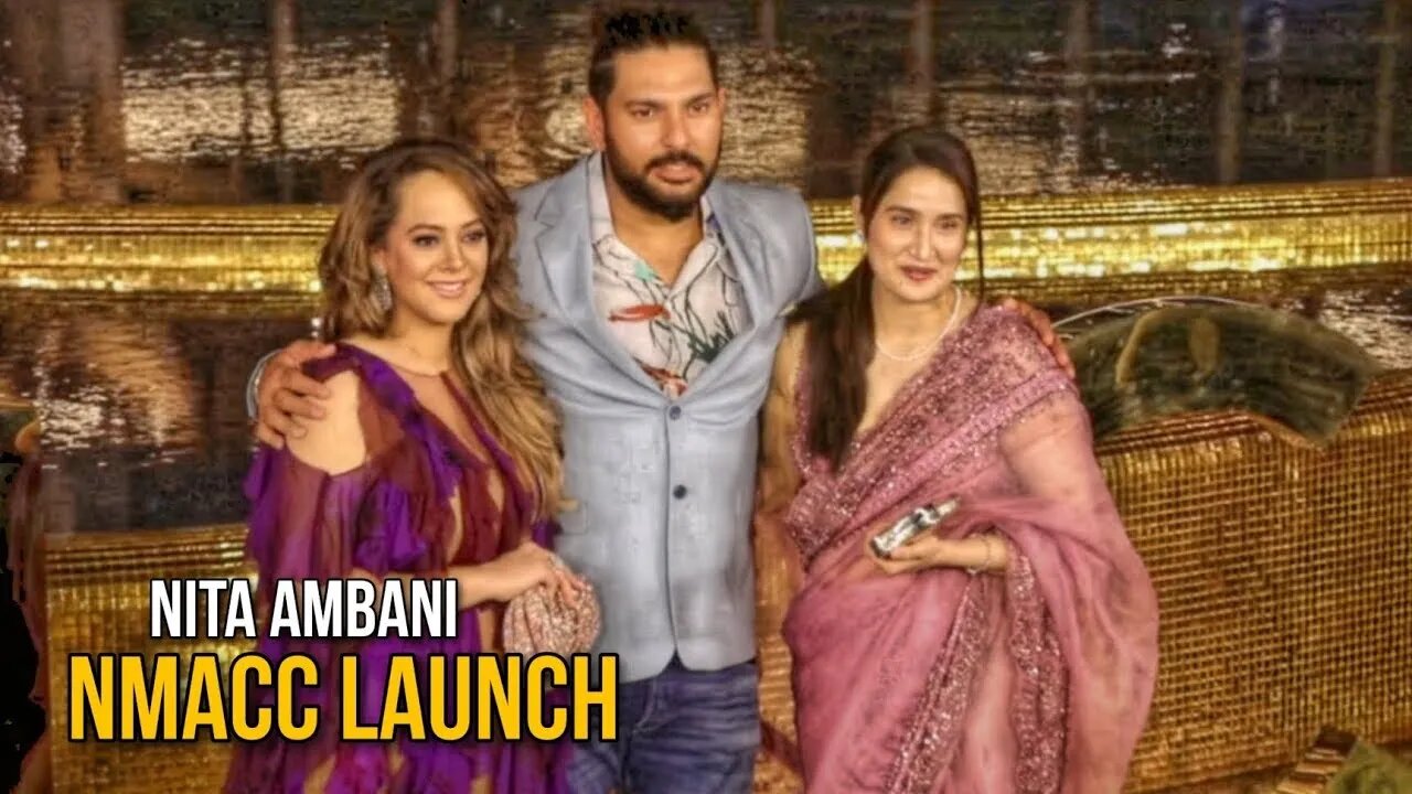 Yuvraj Singh With Wife Hazel Keech And Sagarika Ghatge At Nita Mukesh Ambani Cultural Centre Launch