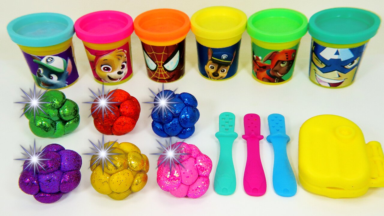 Making 3 Glitter Ice Cream out of Play Doh Ball Dippin Dots & Learn Colors Surprise Toys PJ Masks