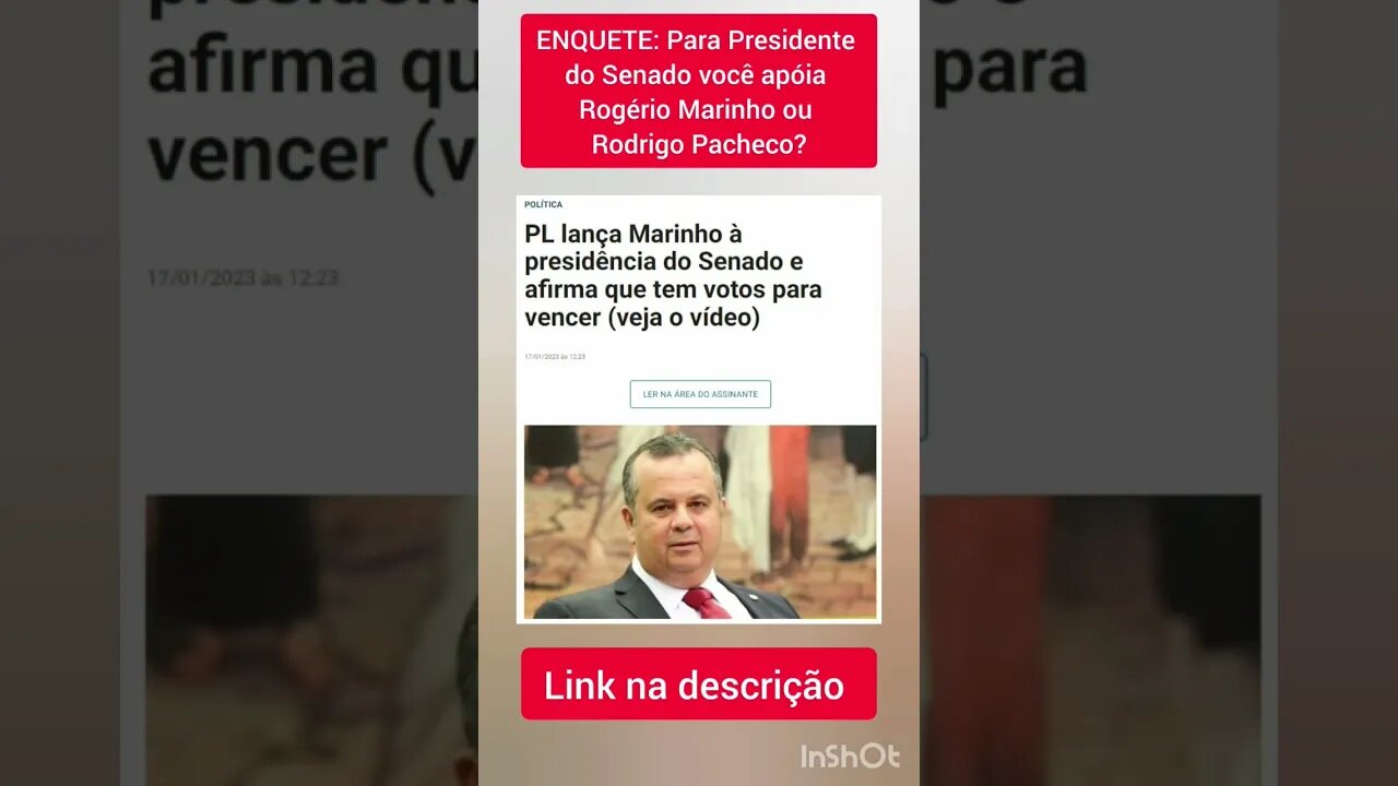 ENQUETE: Para Presidente do Senado você apóia Rogério Marinho ou Rodrigo Pacheco?